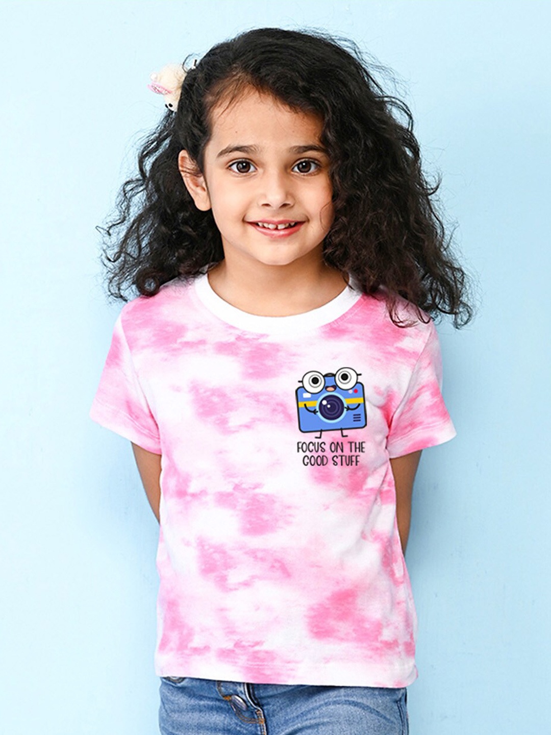 

NUSYL Girls Printed Extended Sleeves T-shirt, Pink