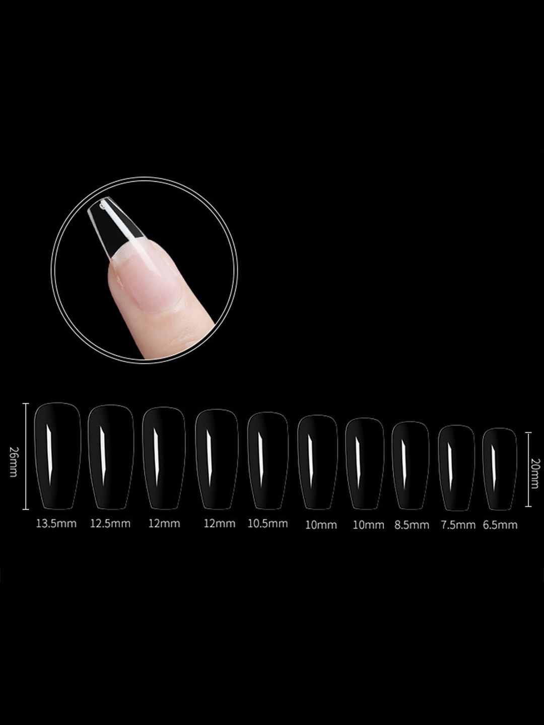 

S.A.V.I. 100 Pcs Clear Full Coffin Nail Tips Acrylic Nail Extension, Transparent