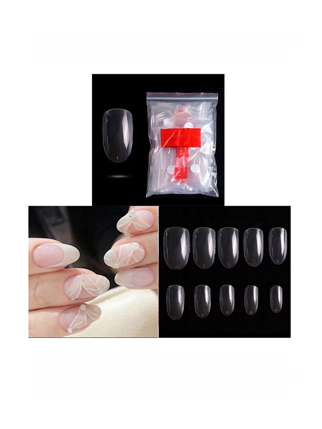 

S.A.V.I. 500 Pcs Clear Short Almond Nail Tips Acrylic Nail Extension, Transparent