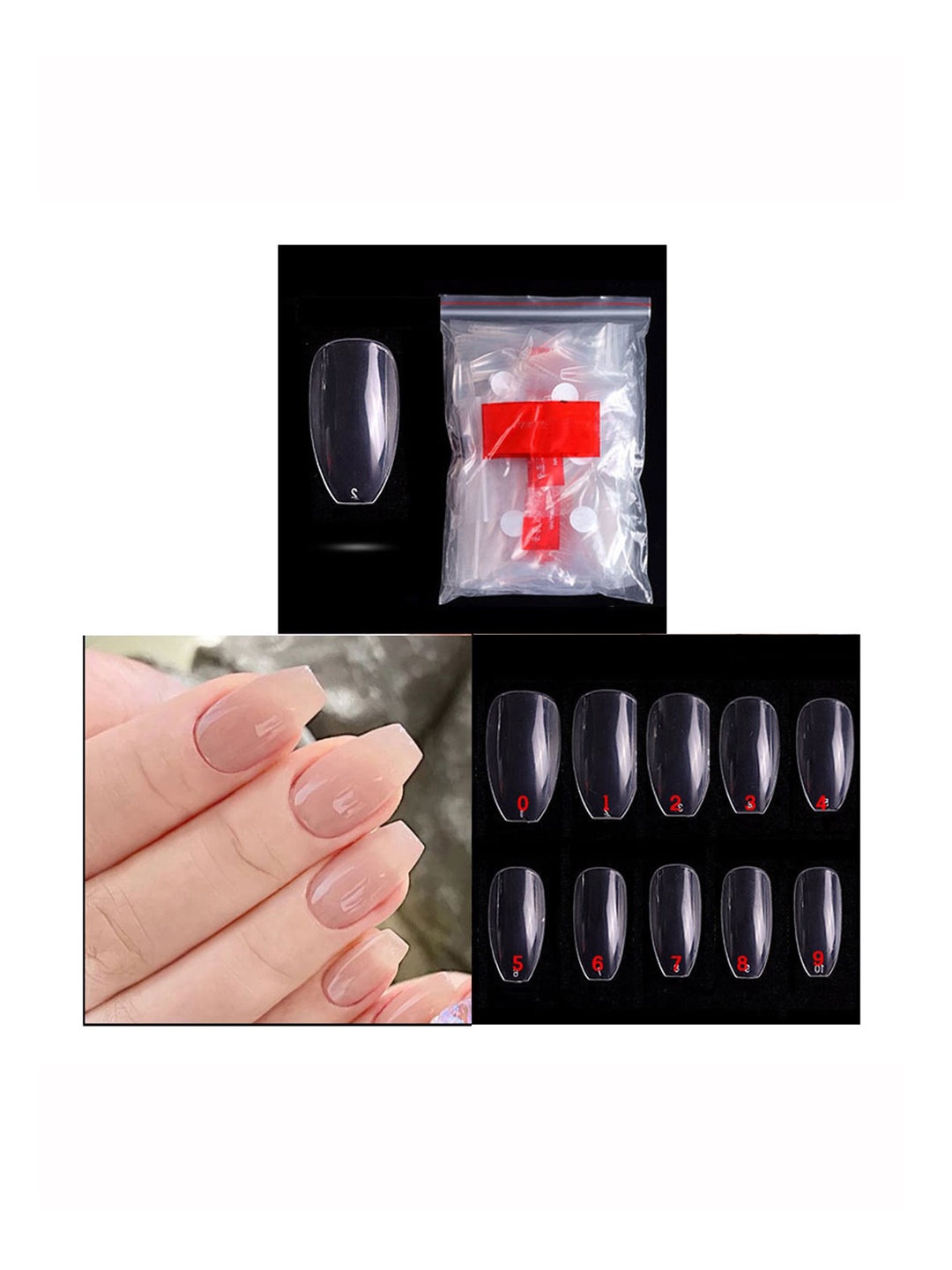 

S.A.V.I. 500 Pcs Clear Short Coffin Nail Tips Acrylic Nail Extension, Transparent