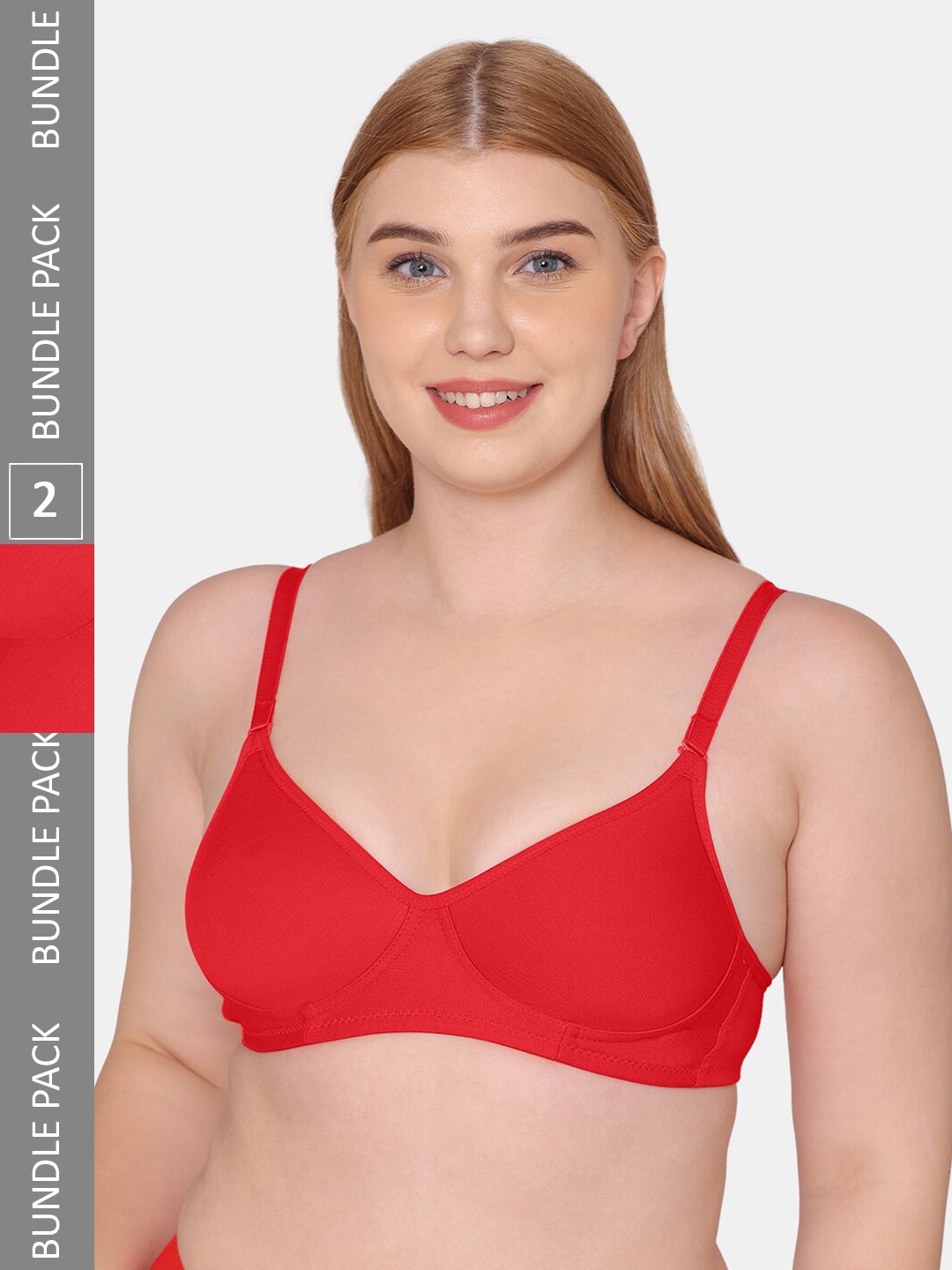 

KOMLI Non-Wired Seamless Lightly Padded Everyday Bra, Red