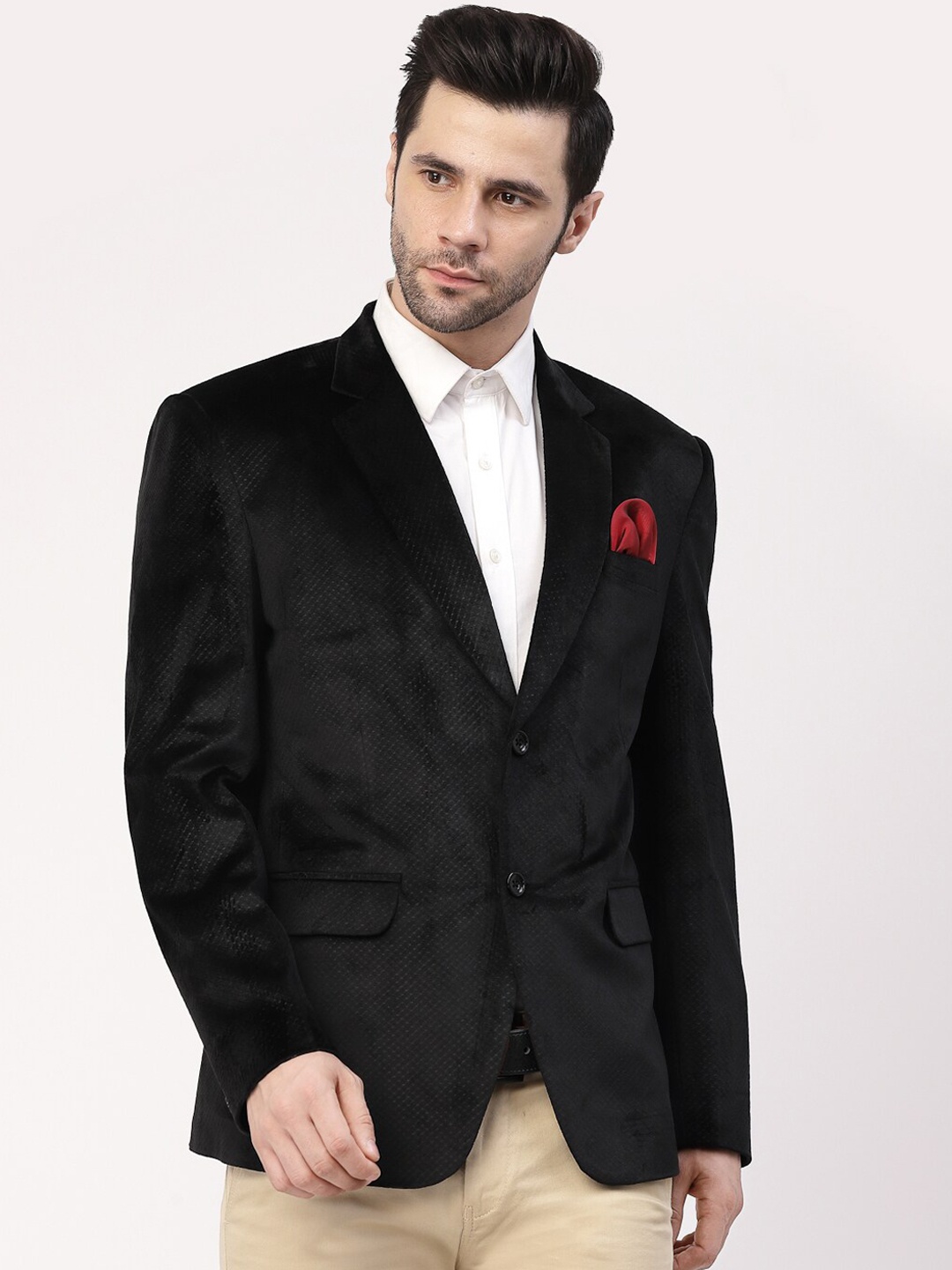 

KLOTTHE Men Single-Breasted Slim-Fit Casual Blazer, Black