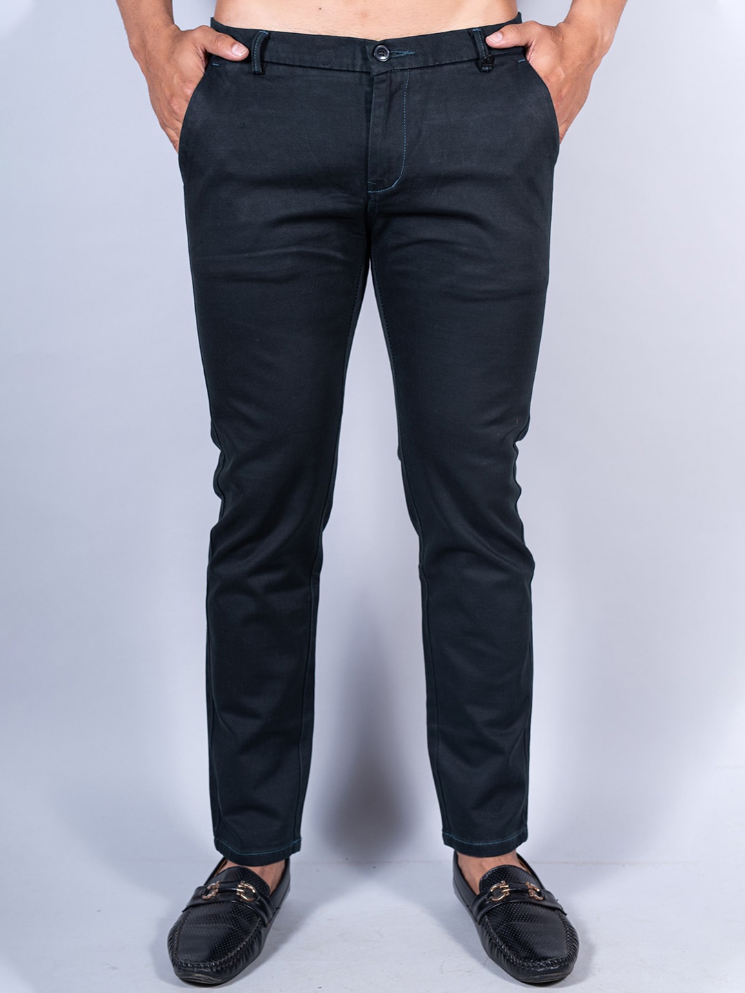 

Tistabene Men Solid Cotton Regular Fit Chinos, Navy blue