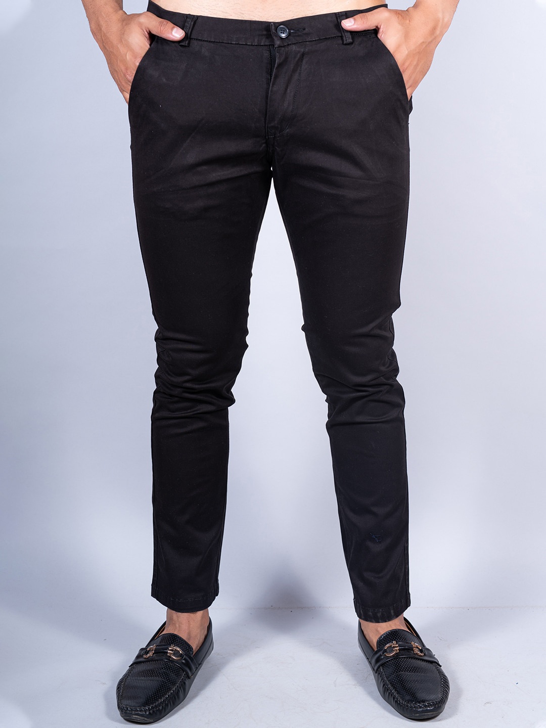 

Tistabene Men Solid Cotton Regular Fit Chinos, Black