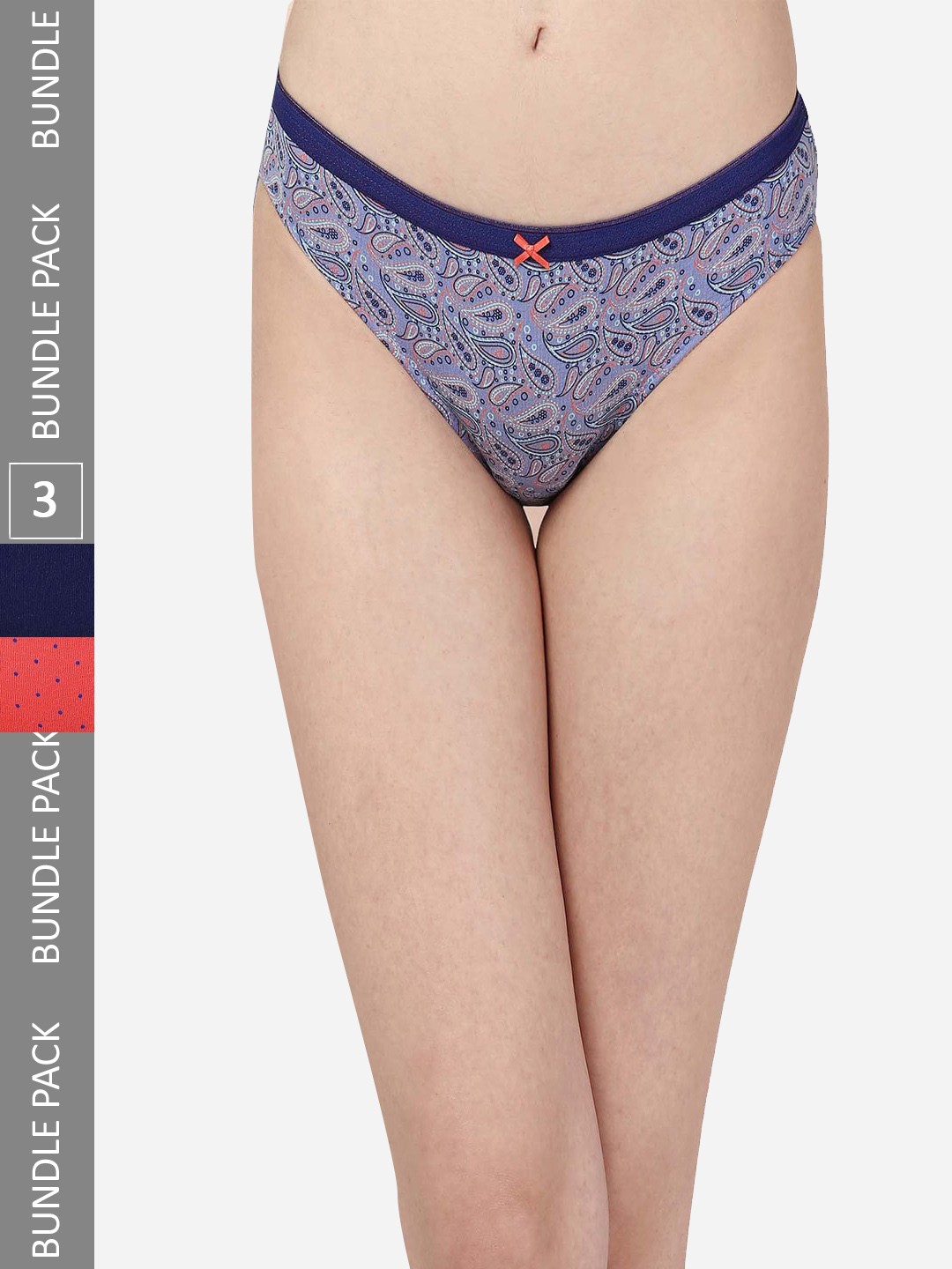 

Soie Women Pack Of 3 Mid Rise Medium Coverage Cotton Stretch Briefs, Blue
