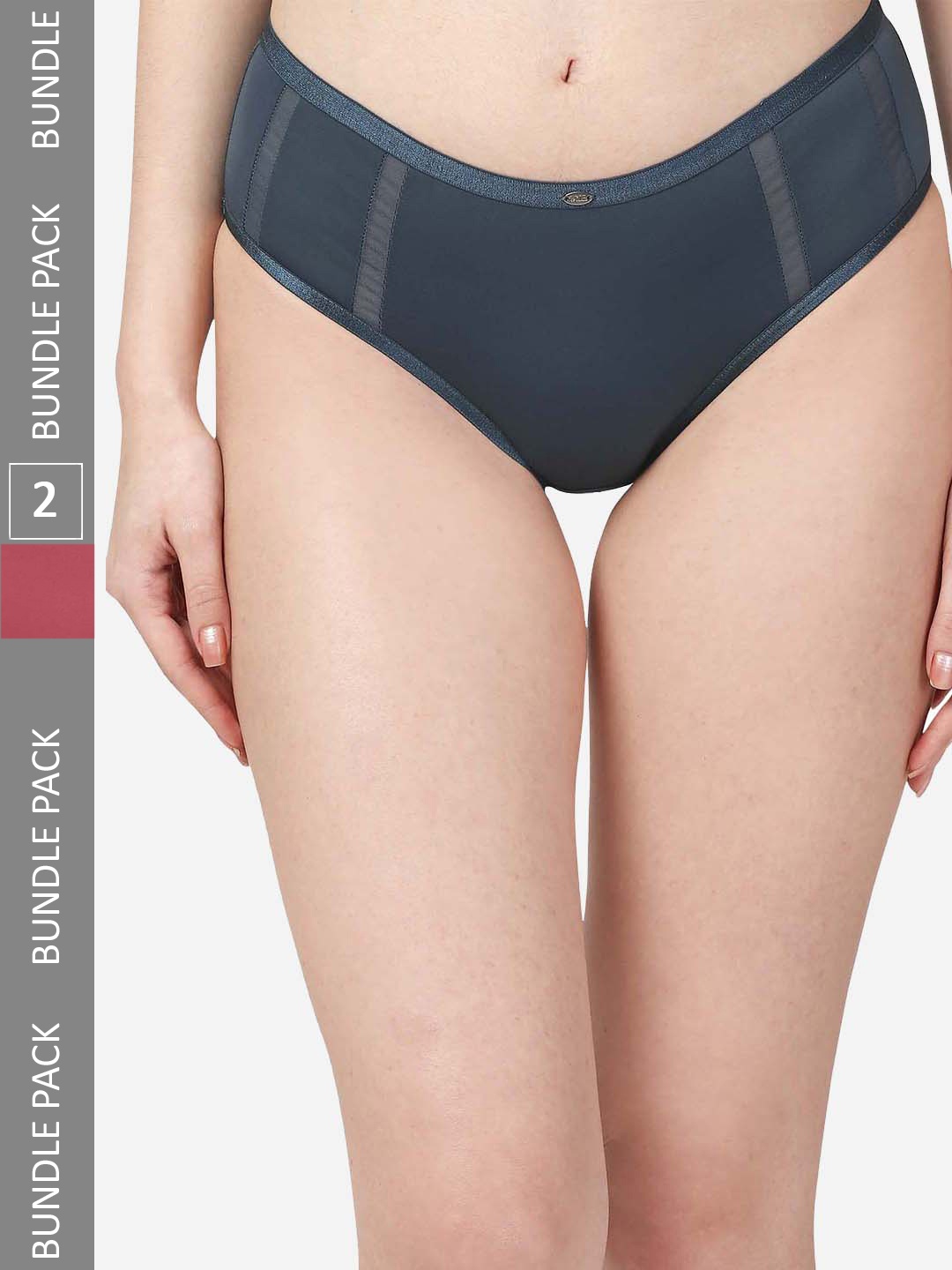 

Soie Women Pack Of 2 High Waist Hipster Briefs, Grey