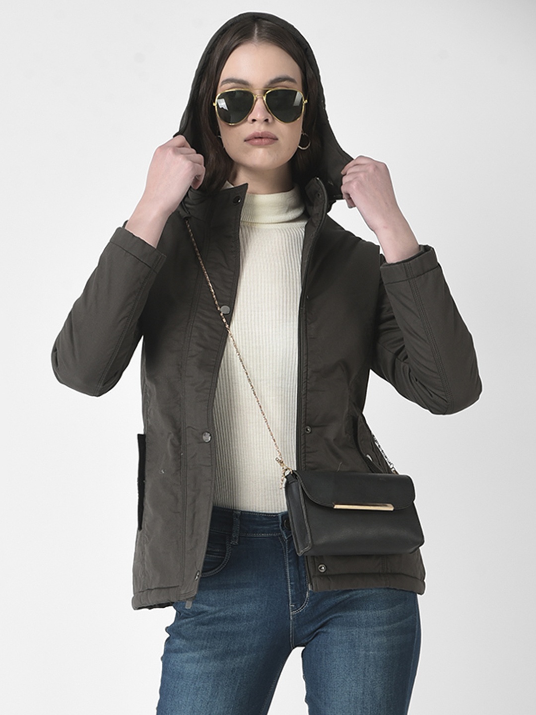 

Crimsoune Club Women Hooded Quilted Jacket, Olive