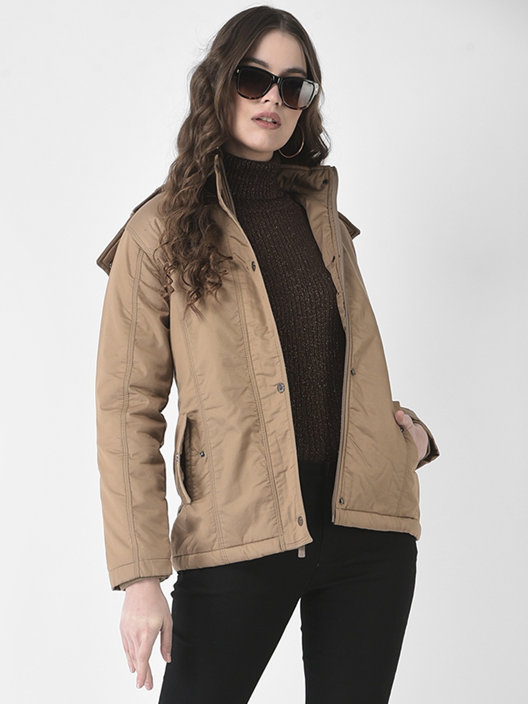 

Crimsoune Club Women Slim-Fit Buttoned Overcoat, Beige