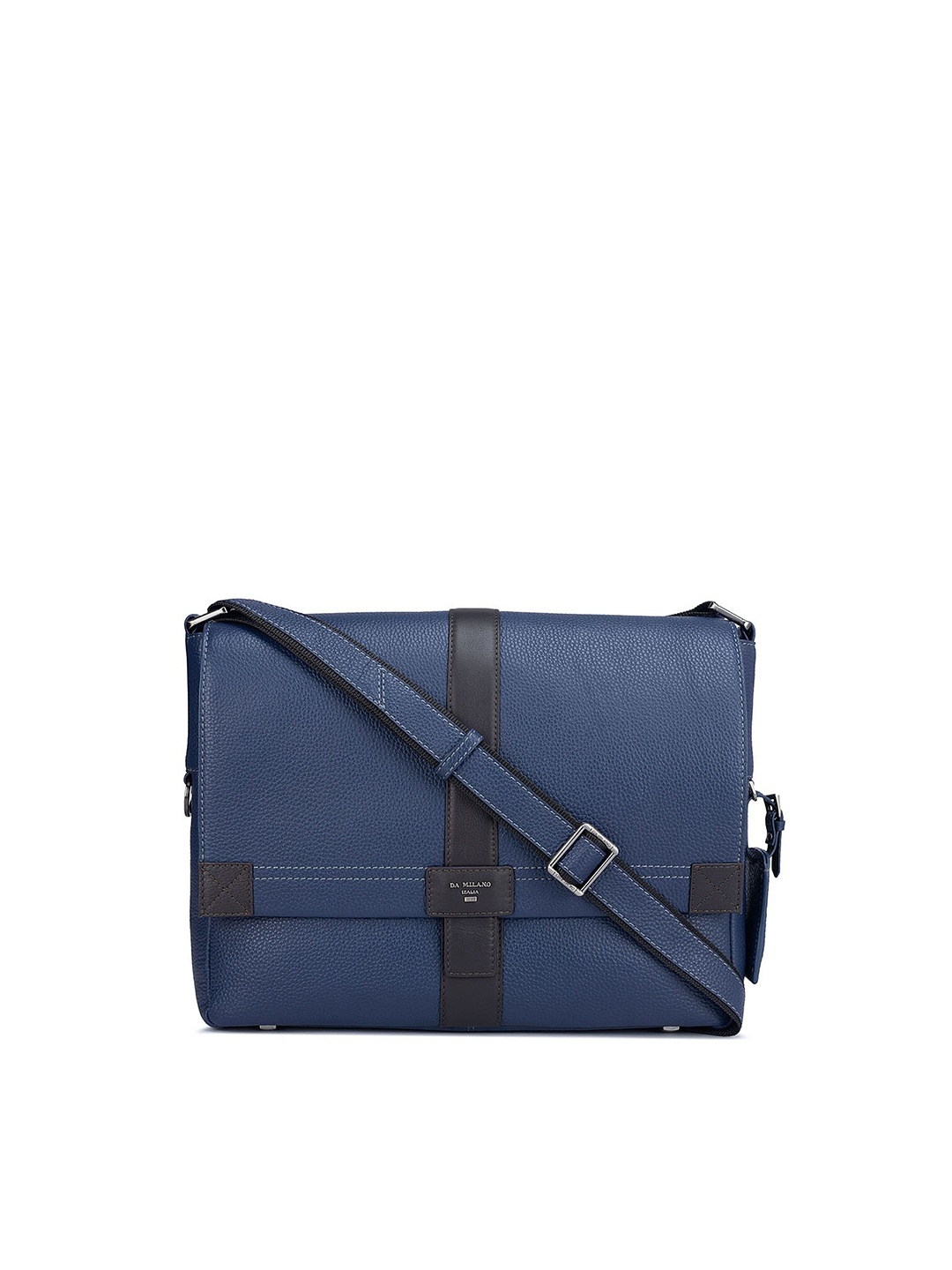 

Da Milano Men Textured Messenger Bag, Blue