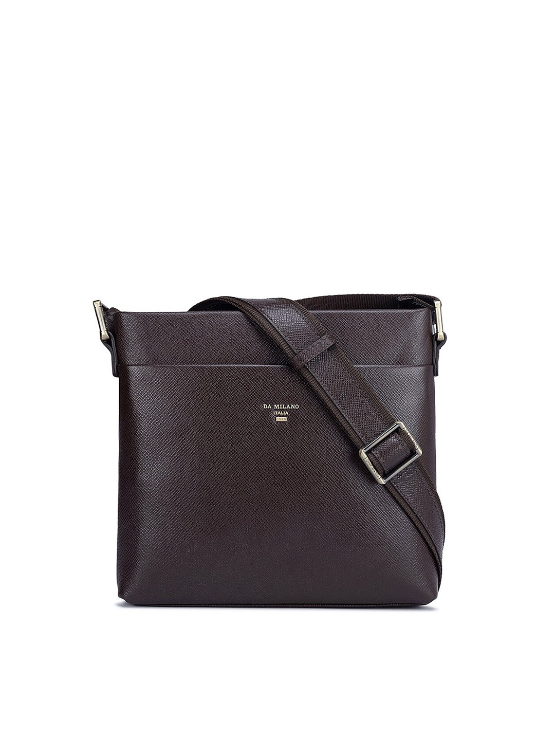 

Da Milano Men Textured Messenger Bag, Brown