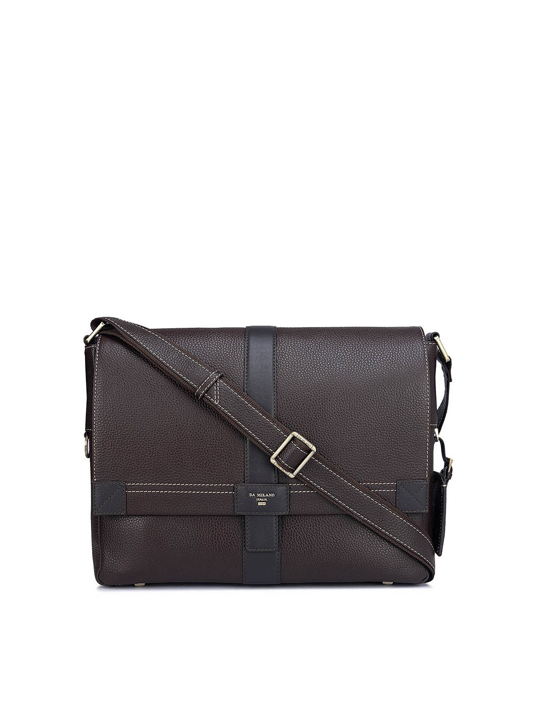 

Da Milano Men Textured Messenger Bag, Brown
