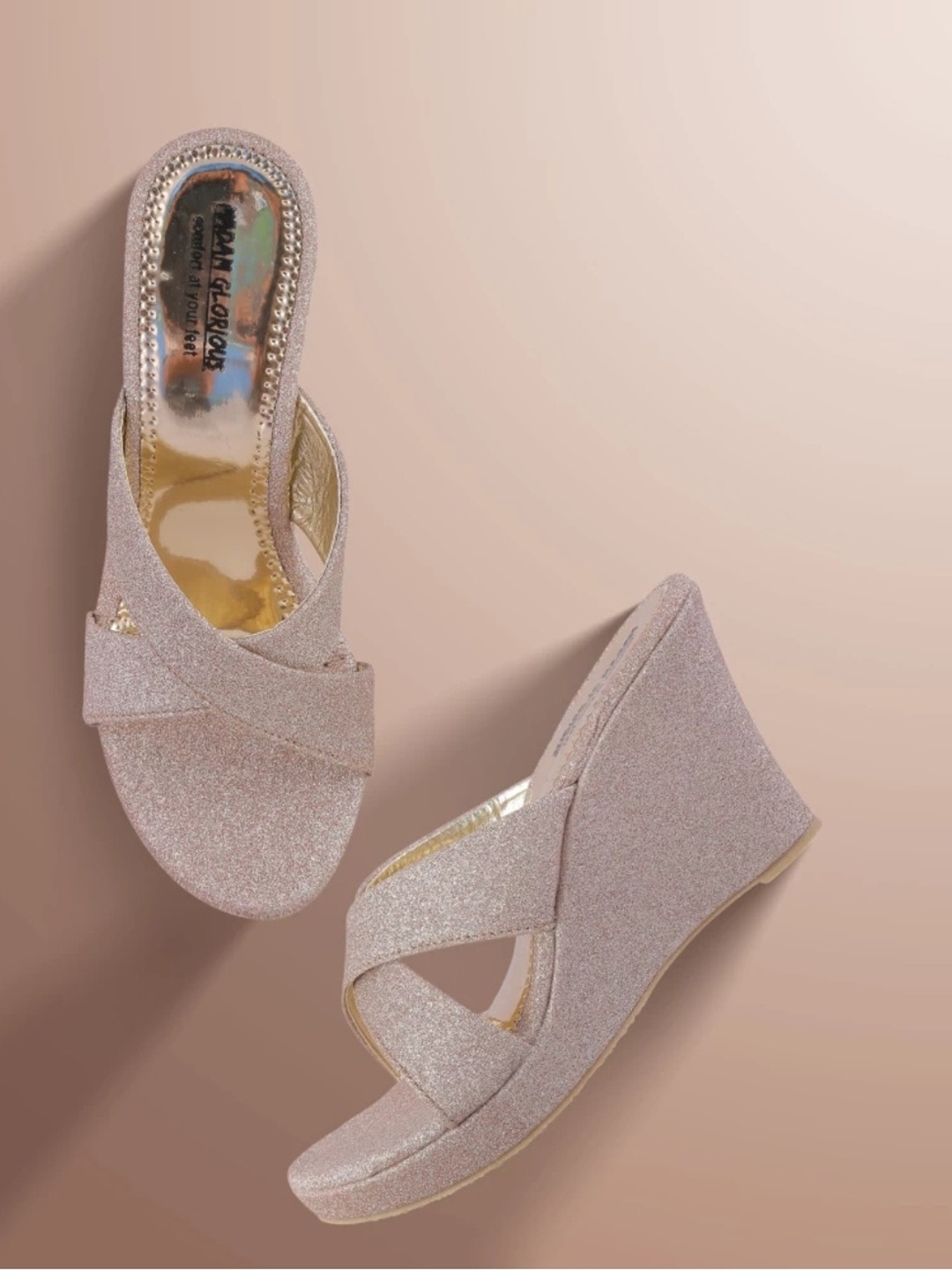 

madam glorious Party Wedge Heels, Rose gold