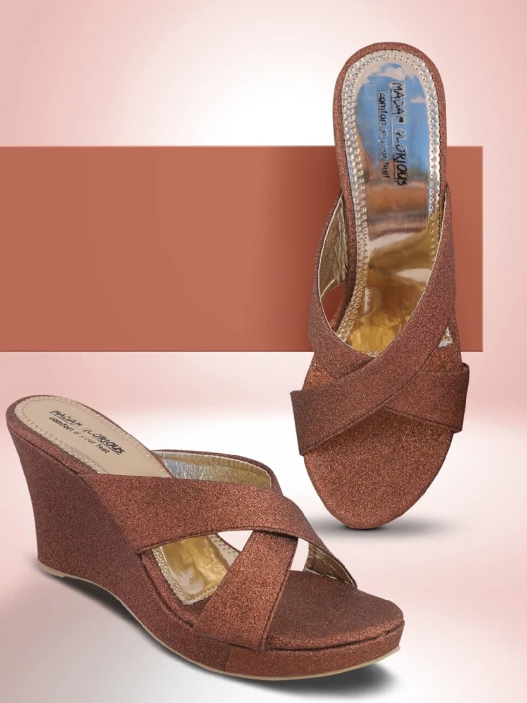 

madam glorious Party Wedge Heels, Copper