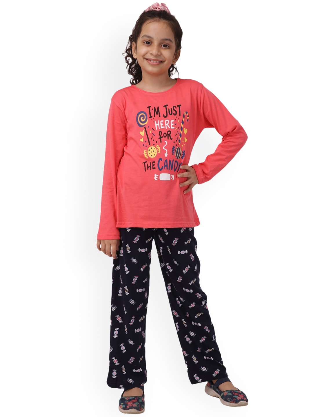 

Ninos Dreams Girls Printed Night suit, Orange