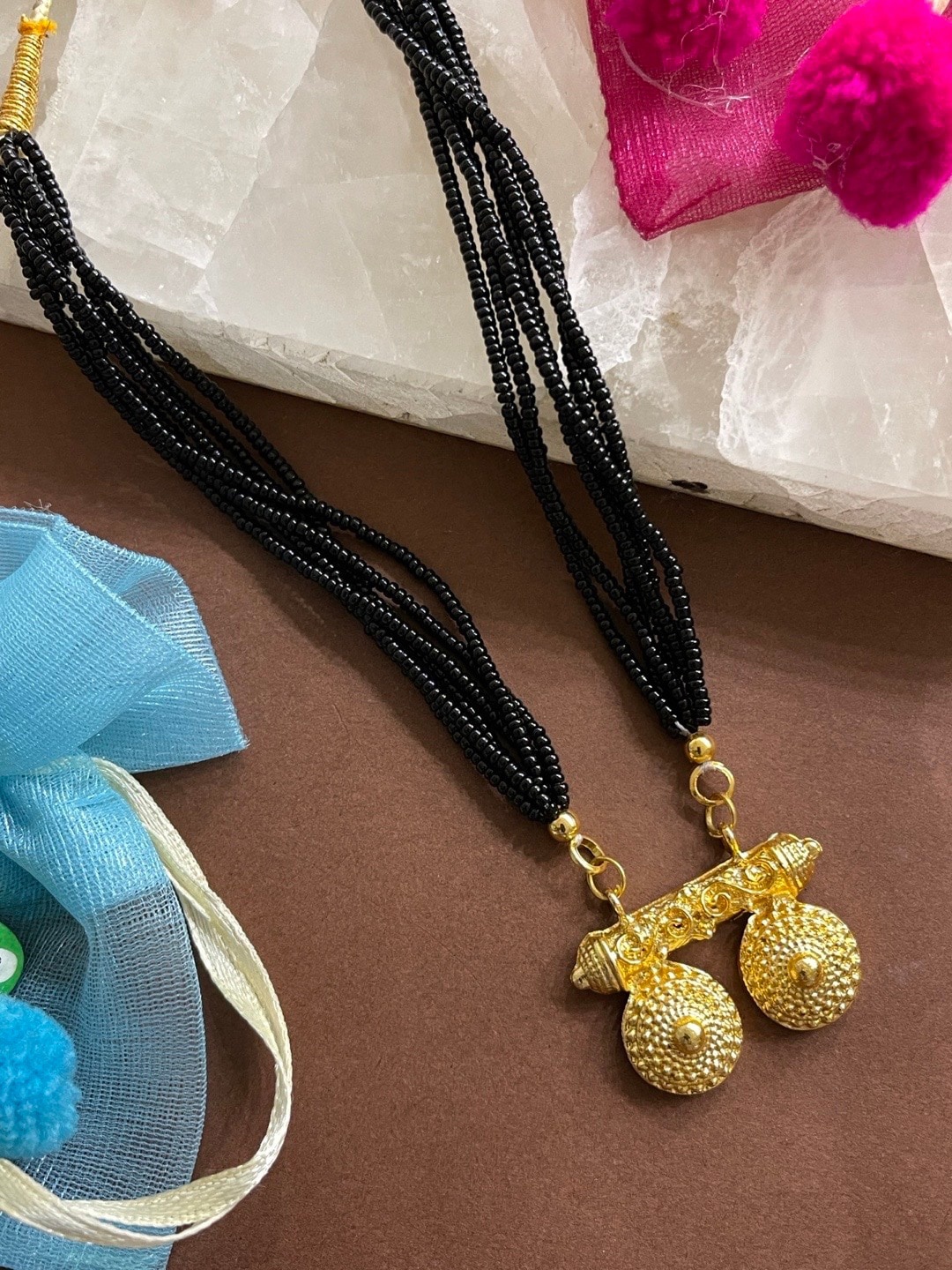 

Digital Dress Room Gold-Plated Beaded Short Mangalsutra