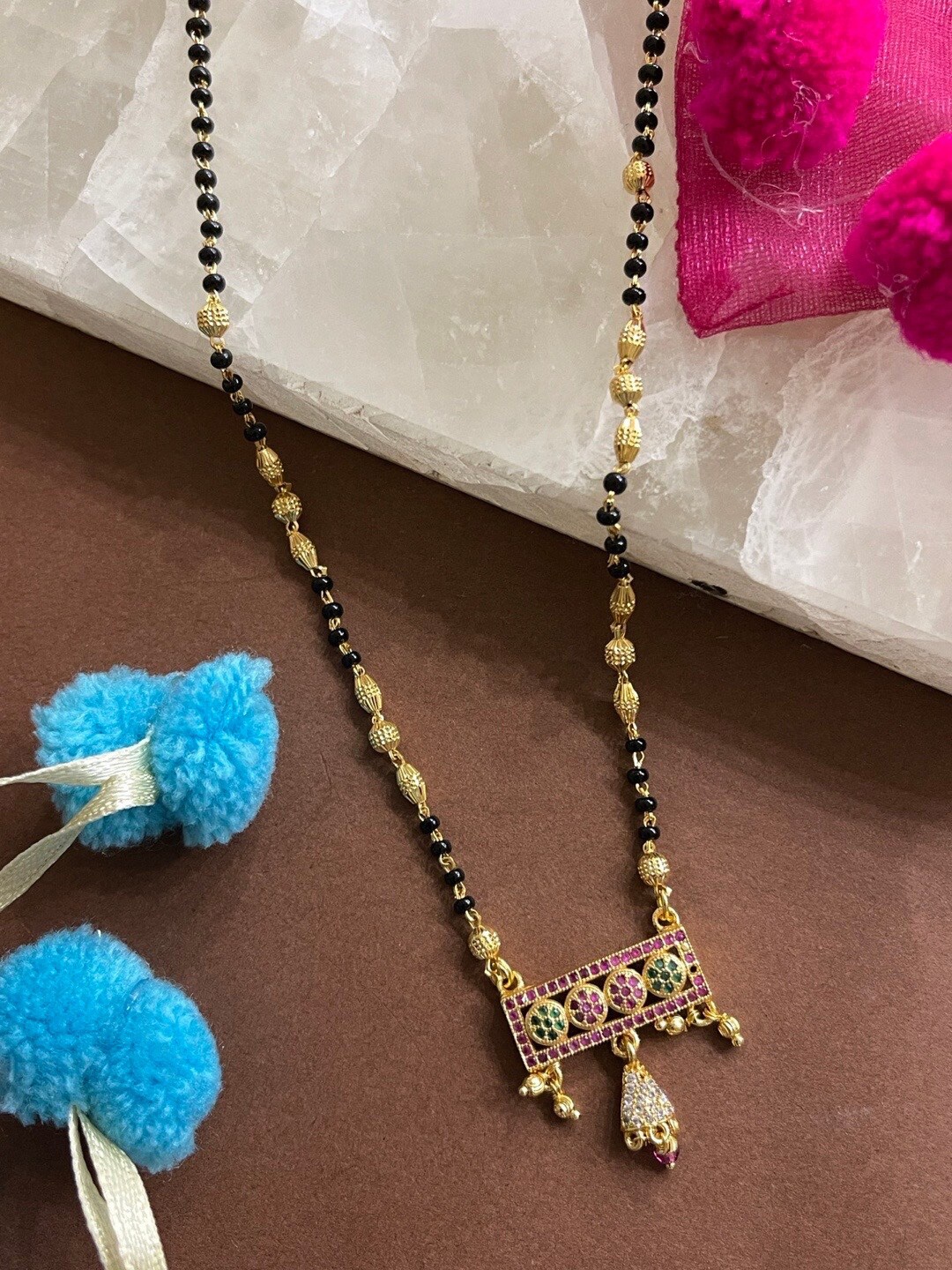 

Digital Dress Room Gold-Plated Beaded & AD Studded Mangalsutra