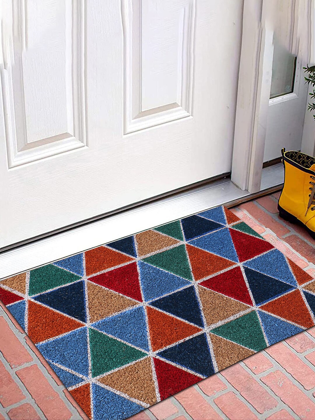 

Kuber Industries Brown & Blue Set Of 2 Printed Anti-Skid Doormats