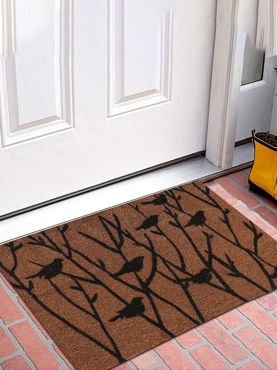 

Kuber Industries Brown & Black Birds Printed Anti-Skid Doormat