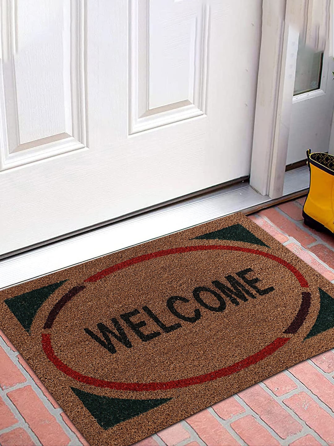 

Kuber Industries Brown & Black Printed Anti-Skid Doormat