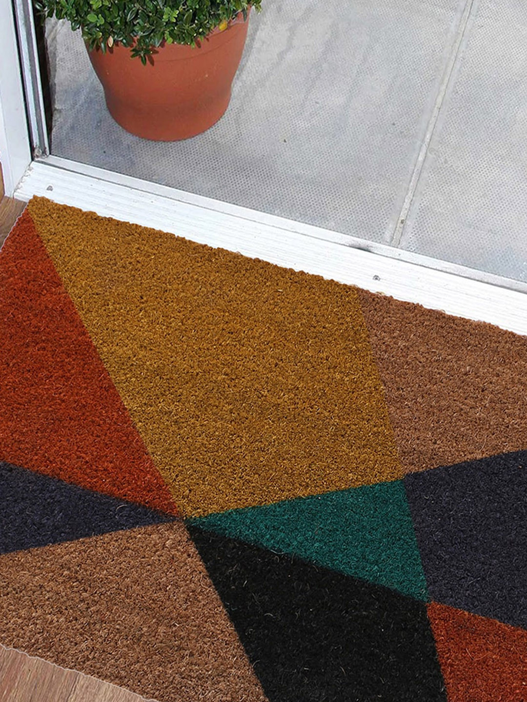 

Kuber Industries Brown & Blue Set Of 2 Printed Anti-Skid Doormats