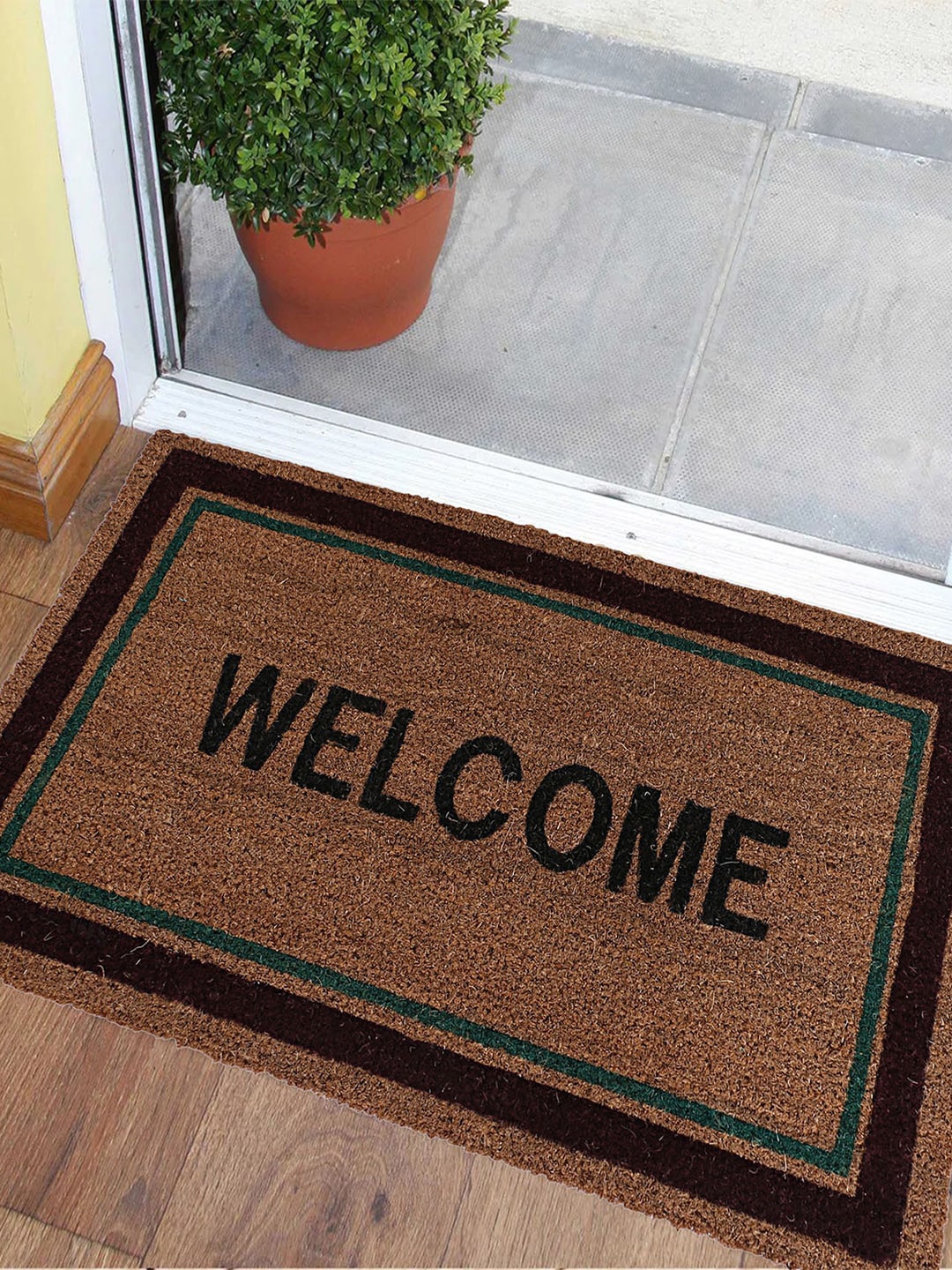 

Kuber Industries Brown & Black Printed Anti-Skid Doormat