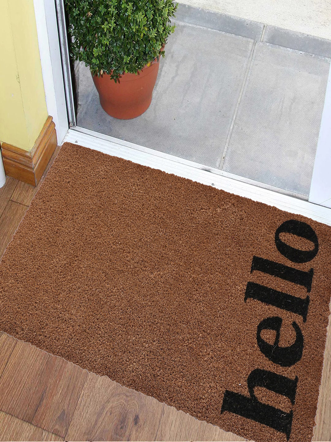 

Kuber Industries Brown & Black Set Of 2 Printed Anti-Skid Doormats