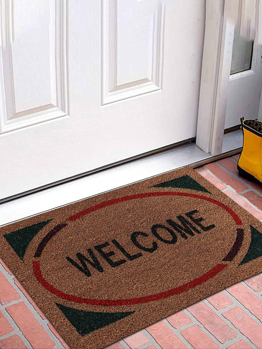 

Kuber Industries Brown & Black Set Of 2 Printed Anti-Skid Doormats