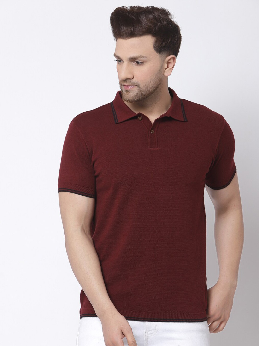 

Kalt Men Polo Collar T-shirt, Maroon