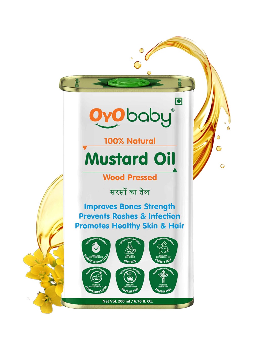 

OyO Baby Kids 100%Natural Cold Pressed Mustard Oil - 200 ml, White