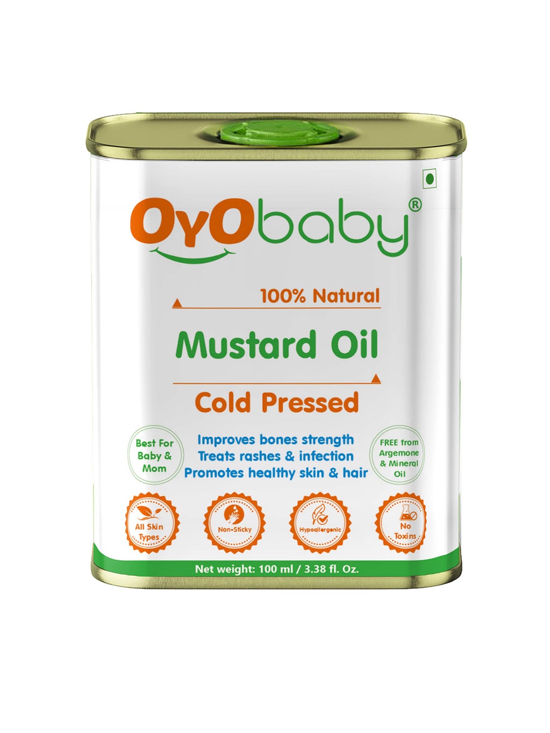 

OyO Baby Cold Pressed Pure Mustard Massage Oil - 100 ml, White