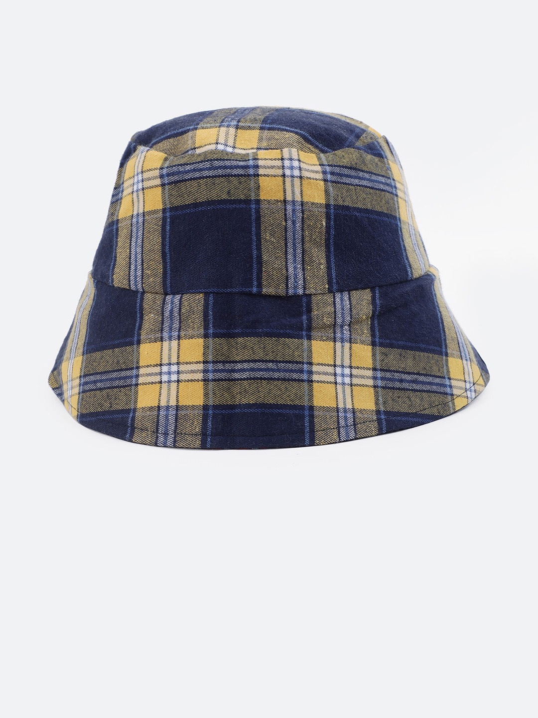 

Oxolloxo Women Checked Reversible Cotton Bucket Hat, Navy blue