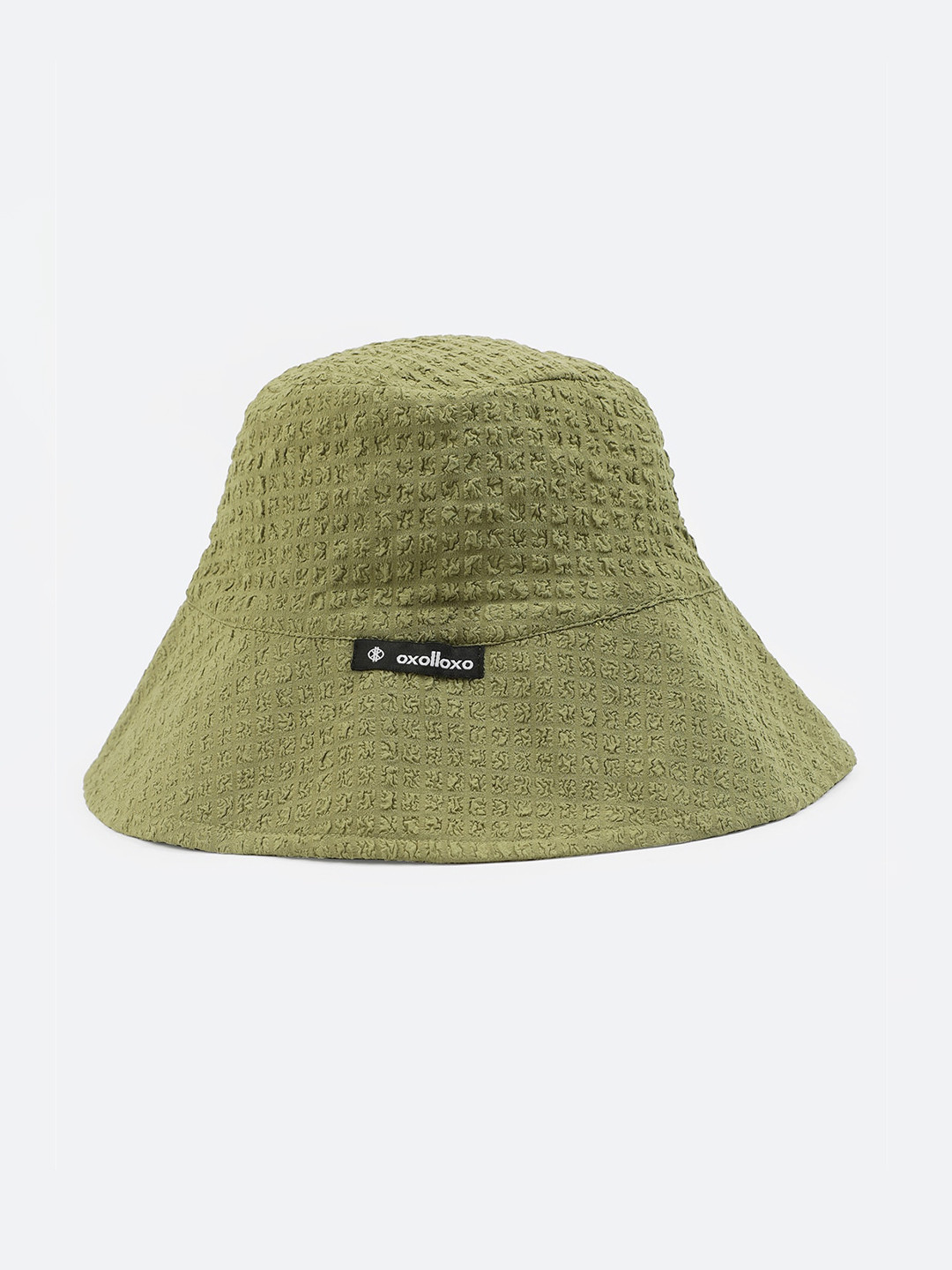

Oxolloxo Women Textured Cotton Bucket Hat, Green