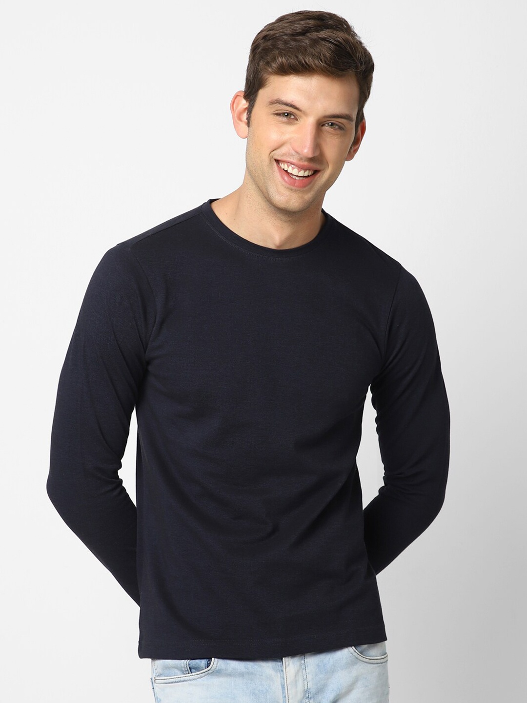 

VASTRADO Men Cotton T-shirt, Navy blue