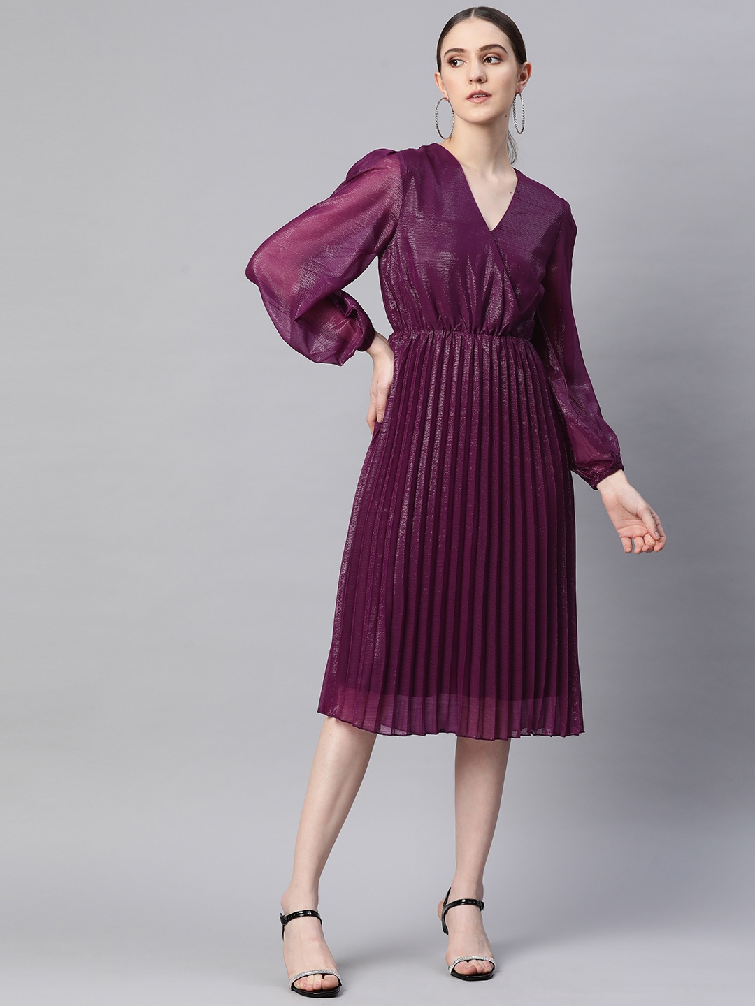 

plusS Wrap Midi Dress, Purple