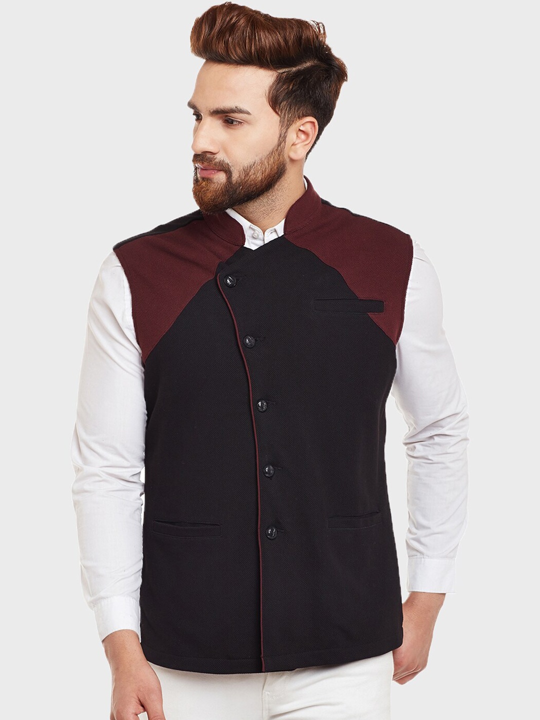 

Hypernation Men Cotton Knitted Waistcoat, Black