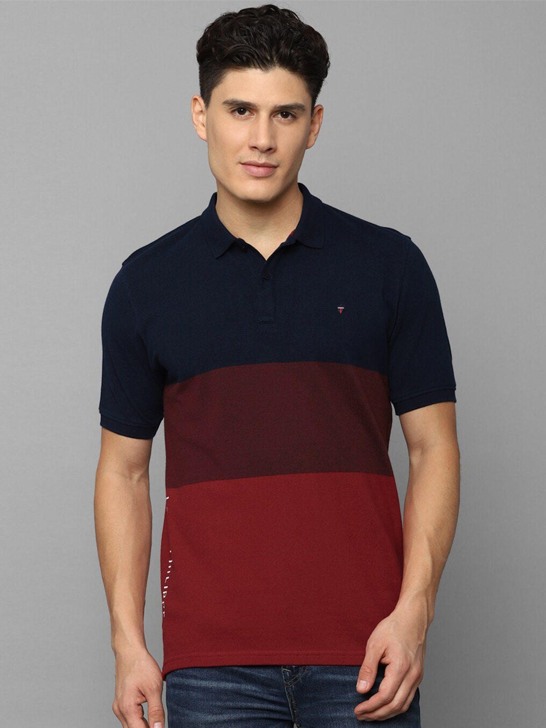 

Louis Philippe Sport Men Colourblocked Polo Collar Slim Fit Pure Cotton T-shirt, Maroon