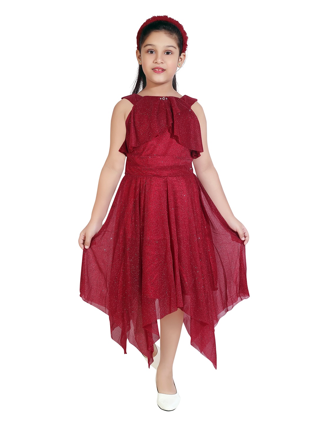 

Tiny Girl Asymmetric Fit & Flare Dress, Maroon