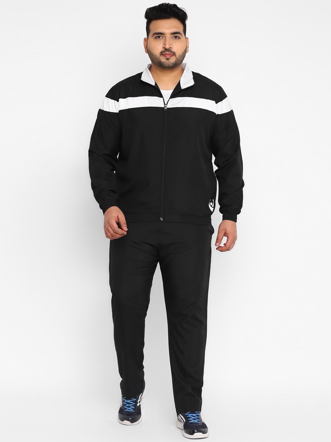 

Yuuki Men Plus Size Colourblocked Sports Tracksuits, Black