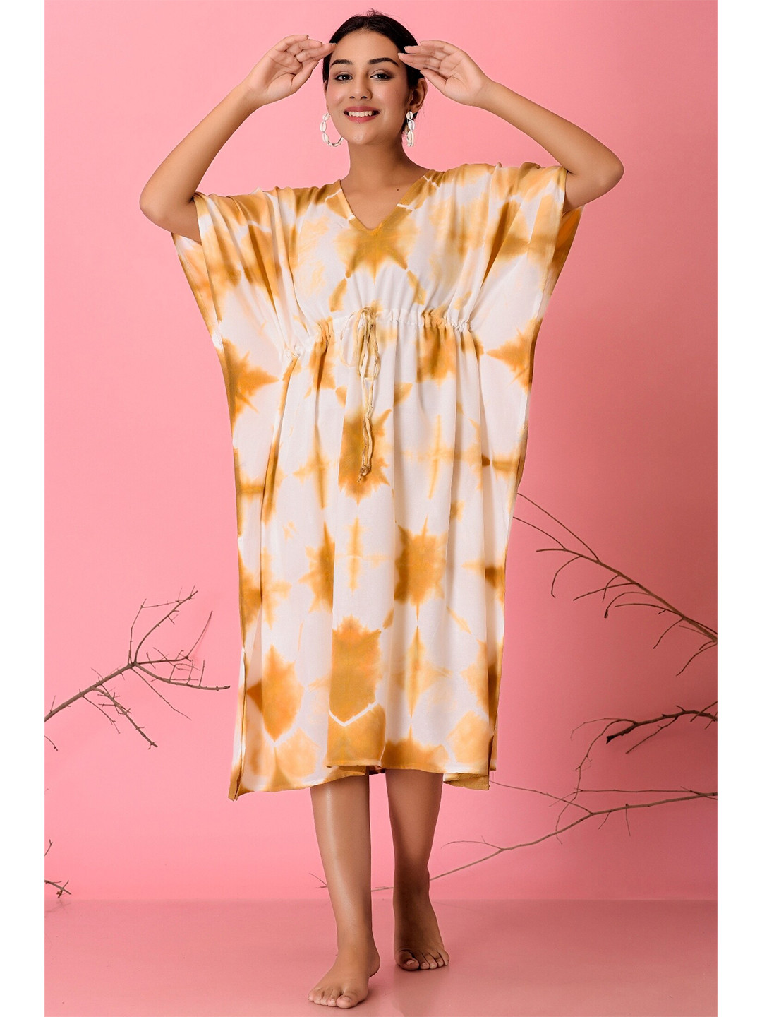 

HANDICRAFT PALACE Women Printed Nightdress, Brown
