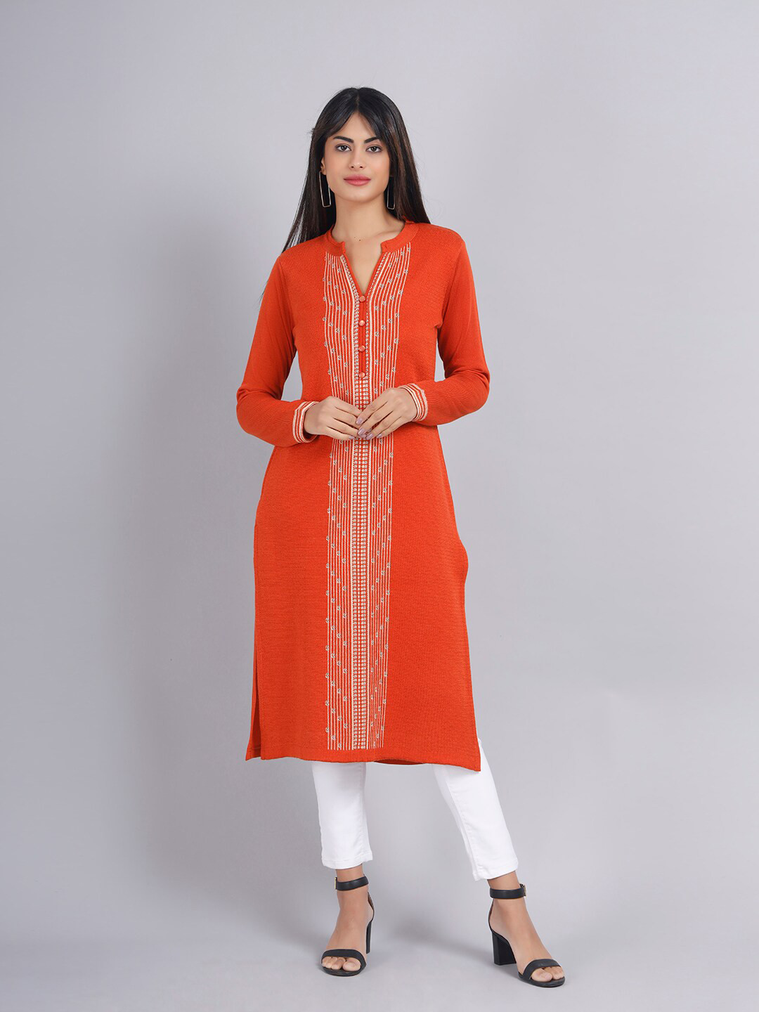 

KEIKO Jacquard Kurta, Orange