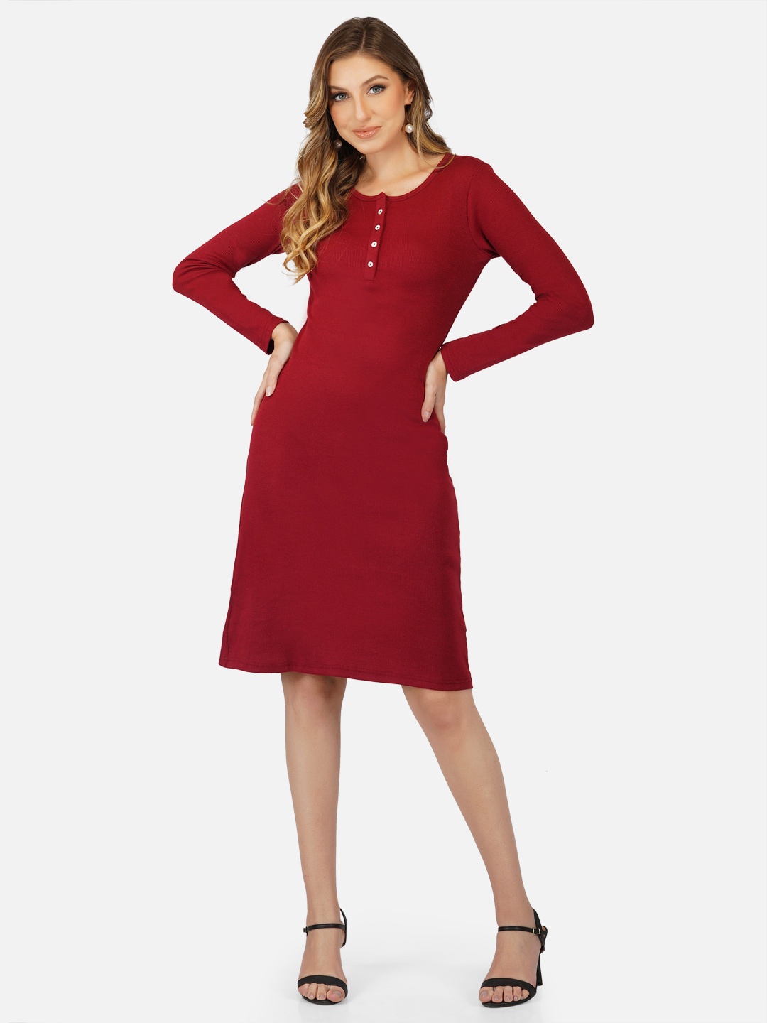 

Tinted A-Line Dress, Maroon