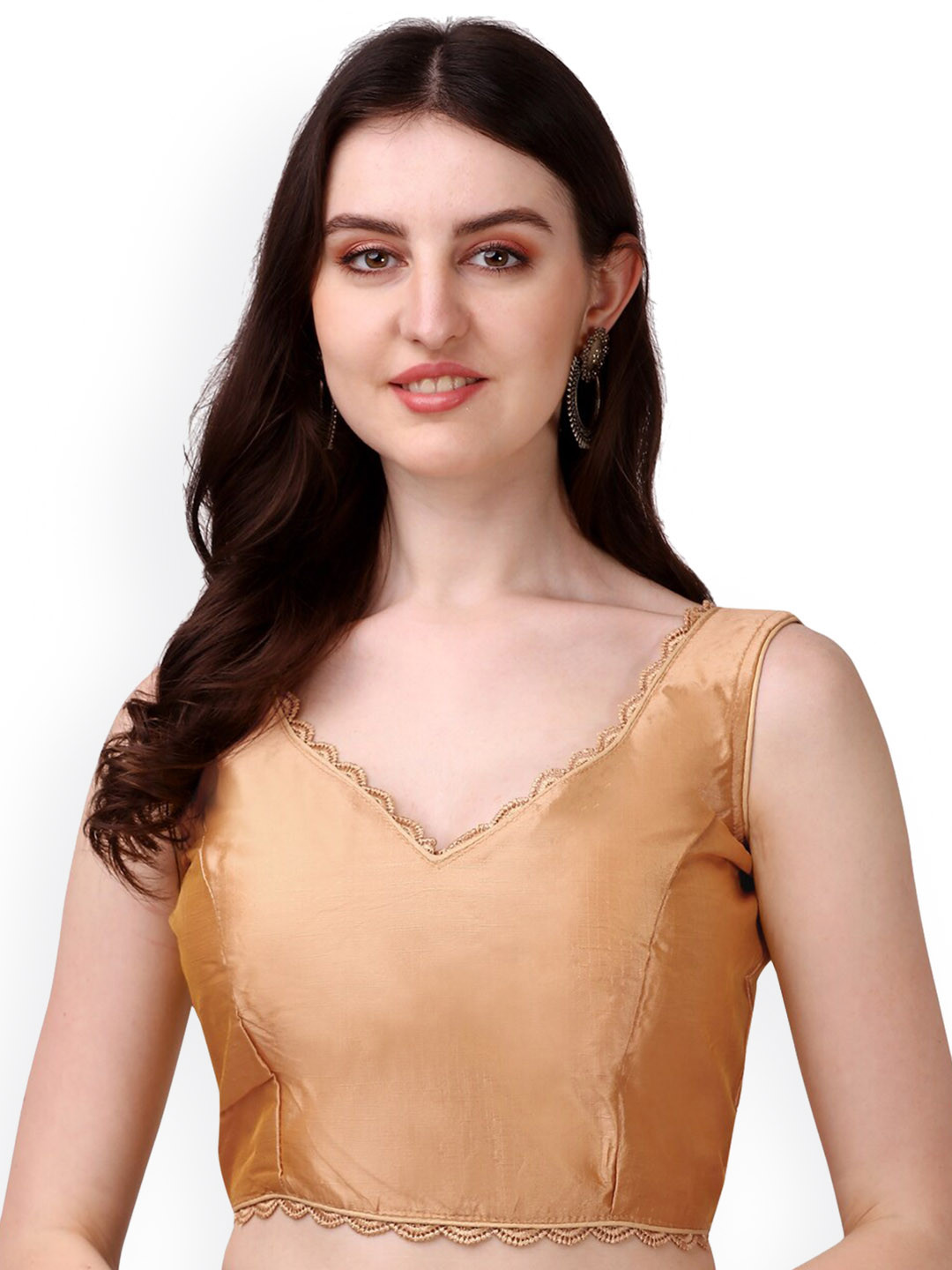 

PUJIA MILLS V-Neck Saree Blouse, Gold