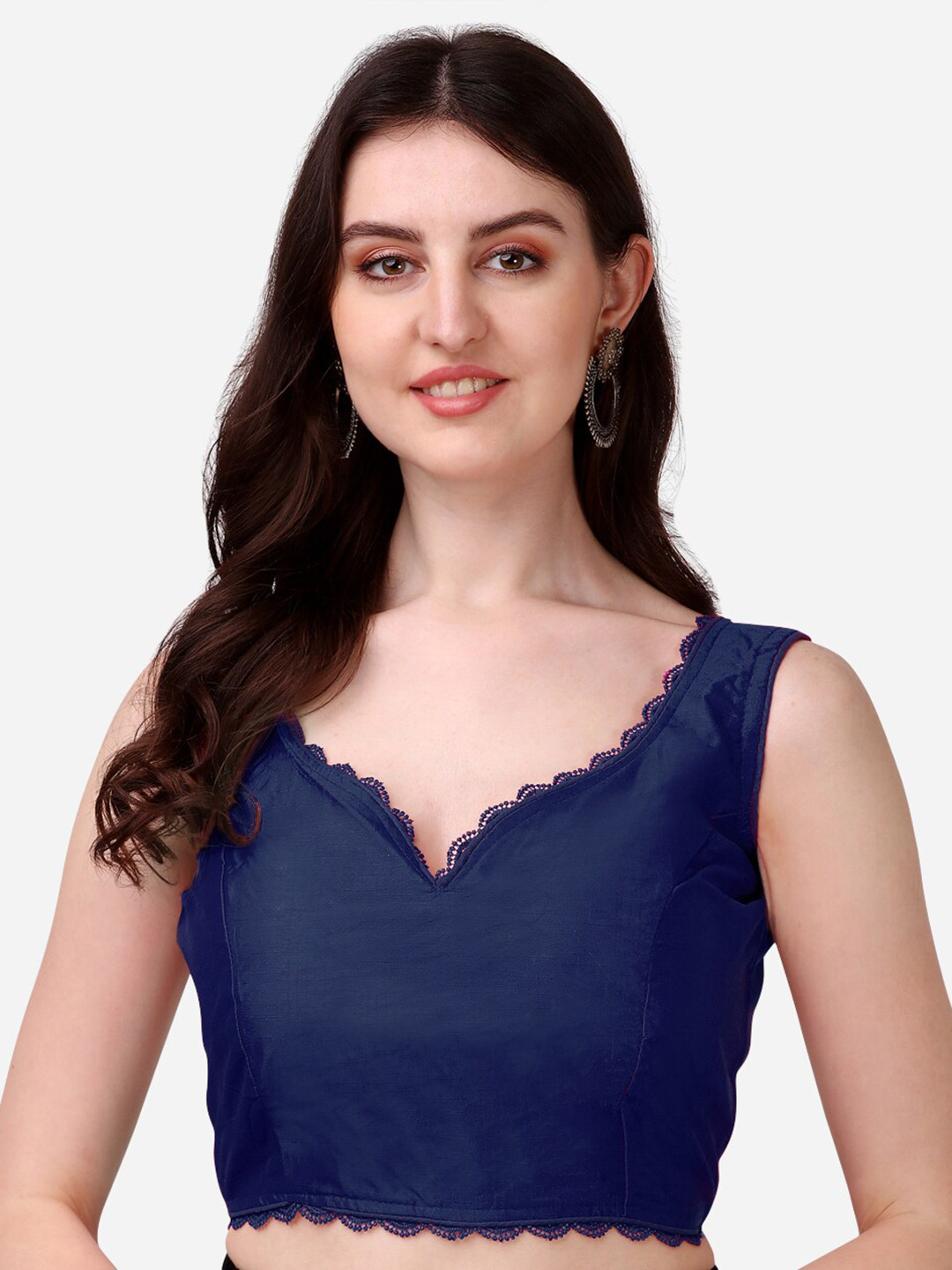 

PUJIA MILLS Sleeveless Saree Blouse, Navy blue