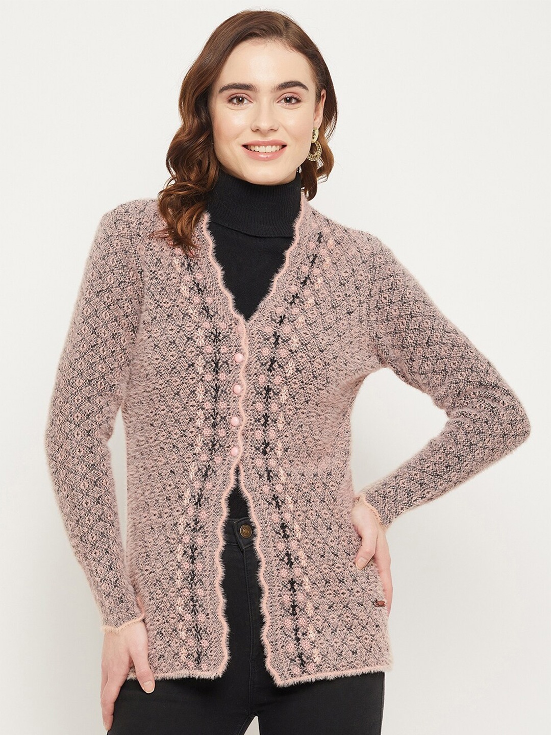 

Duke Women Fuzzy Acrylic Cardigan Sweater, Pink