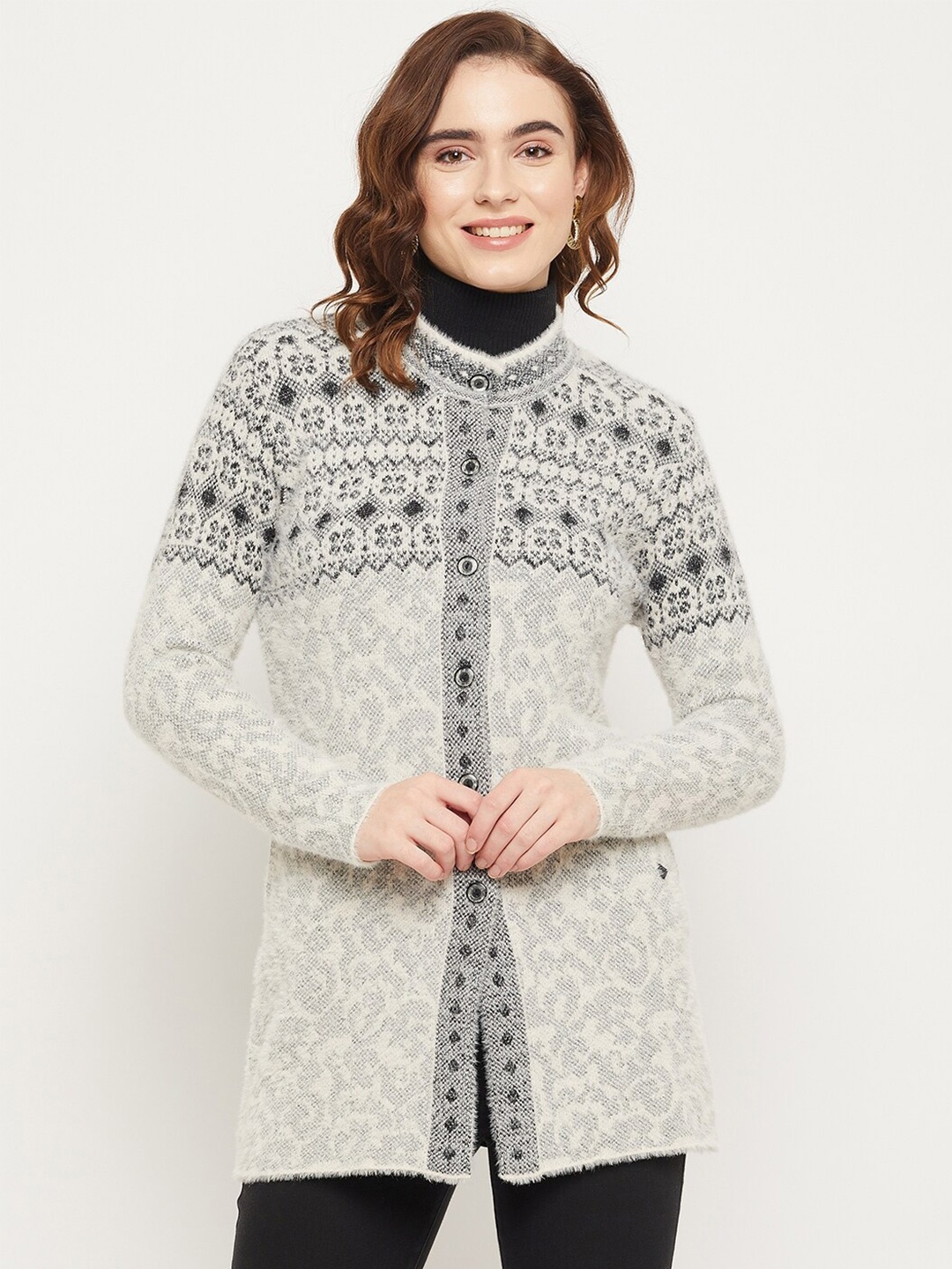 

Duke Women Cable Knit Acrylic Longline Sweater, Cream