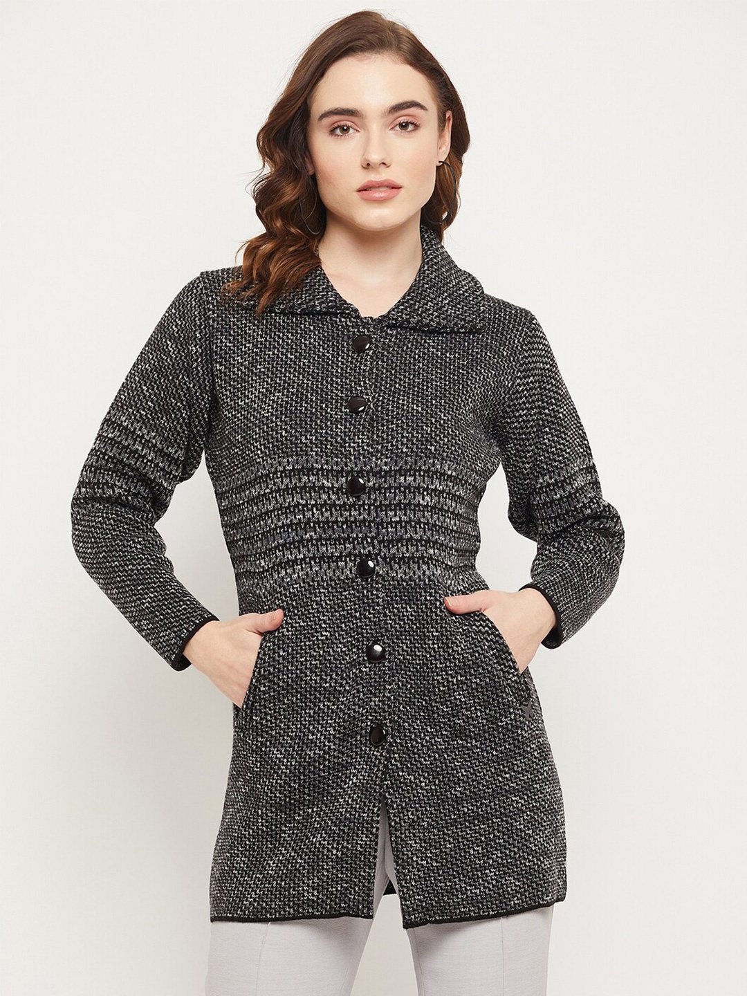 

Duke Women Black Cable Knit Longline Acrylic Cardigan