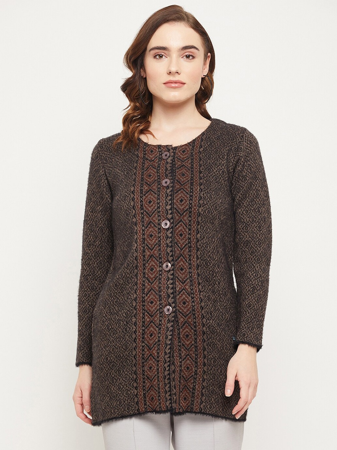 

Duke Women Cable Knit Acrylic Longline Cardigan Sweaters, Black