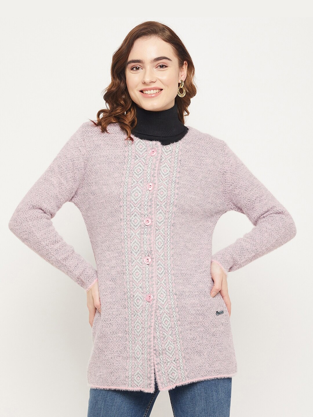 

Duke Women Pink Cable Knit Longline Acrylic Cardigan