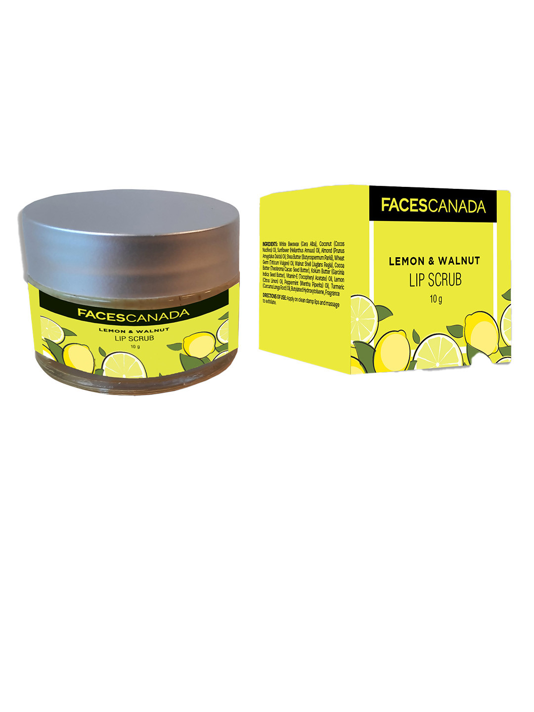 

FACES CANADA Lemon & Walnut Lip Scrub with Shea Butter & Coconut Oil 10 g, Yellow