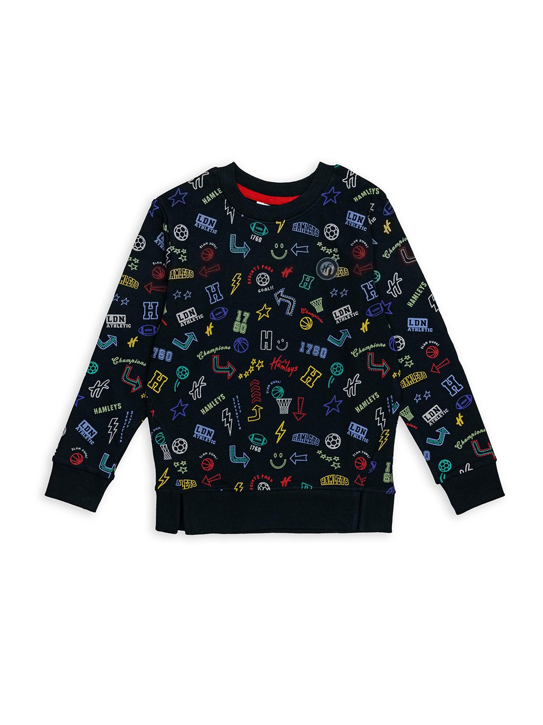 

H By Hamleys Boys Printed Cotton Sweatshirt, Black